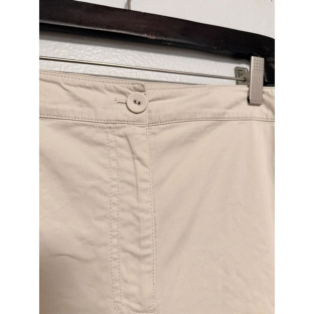 Eileen Fisher Woman Pants 2X Beige Cotton Crop Trousers Relaxed Quiet Luxury